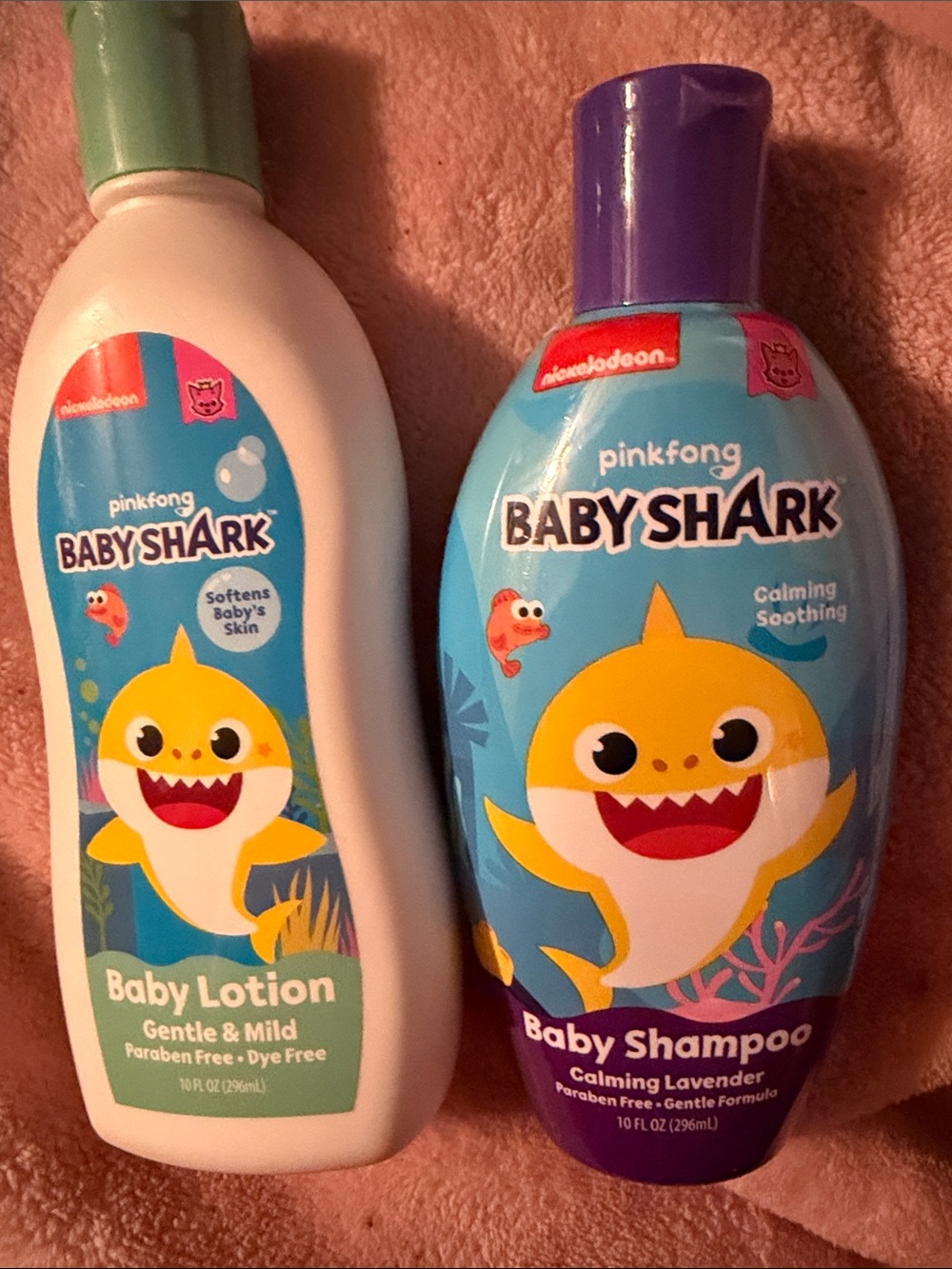 Pinkfong baby shark baby shampoo, calming, lavender and baby shark baby lotion,